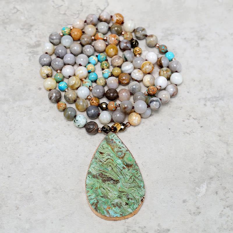 Wear FengShui Natural Ocean Picasso Jasper Beaded Healing Neckace