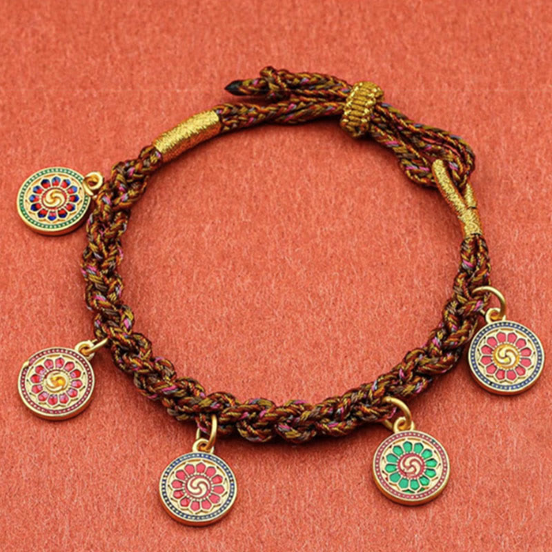 Wear FengShui Tibetan Five God Of Wealth Thangka Luck Braid String Bracelet