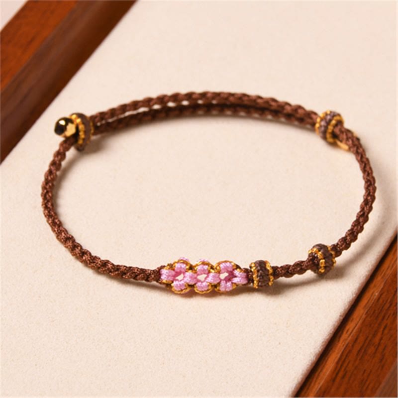 Wear FengShui Handmade Peach Blossom Protection Braided Rope Bracelet