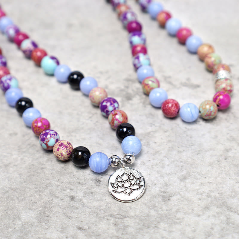 Wear FengShui Natural Purple Miano Real Stone Lotus Mala