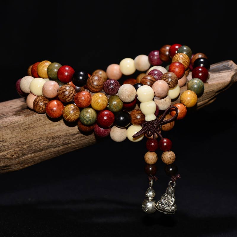 Wear FengShui  108 Beads Wenge Wood Mala Blessing Meditation Bracelet