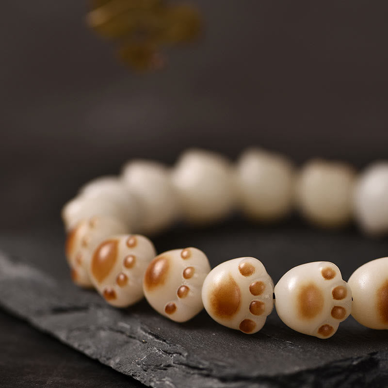 Wear FengShui Cute Cat Paw Claw Bodhi Seed Peace Bracelet