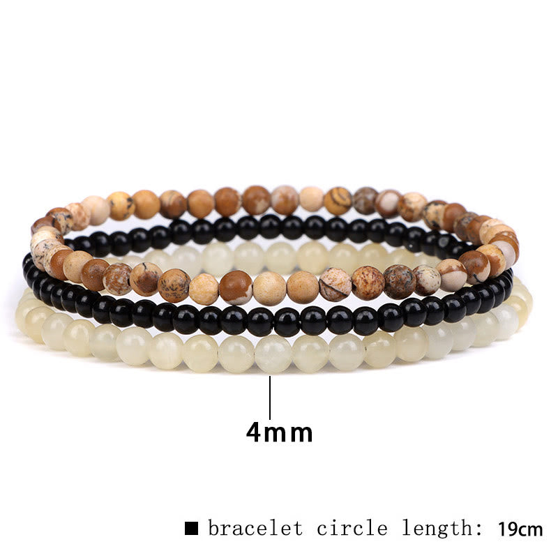 Wear FengShui 3Pcs Natural Crystal Stone Inner Peace Spiritual Bracelet