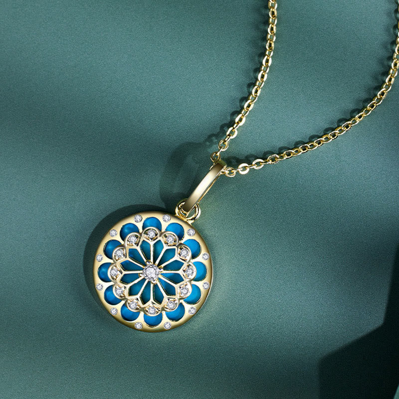Wear FengShui 925 Sterling Silver Round Turquoise Zircon Protection Strength Necklace Pendant