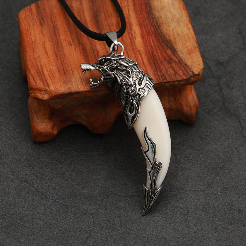 Wear FengShui Imitation Wolf Tooth Titanium Steel Balance Necklace Pendant