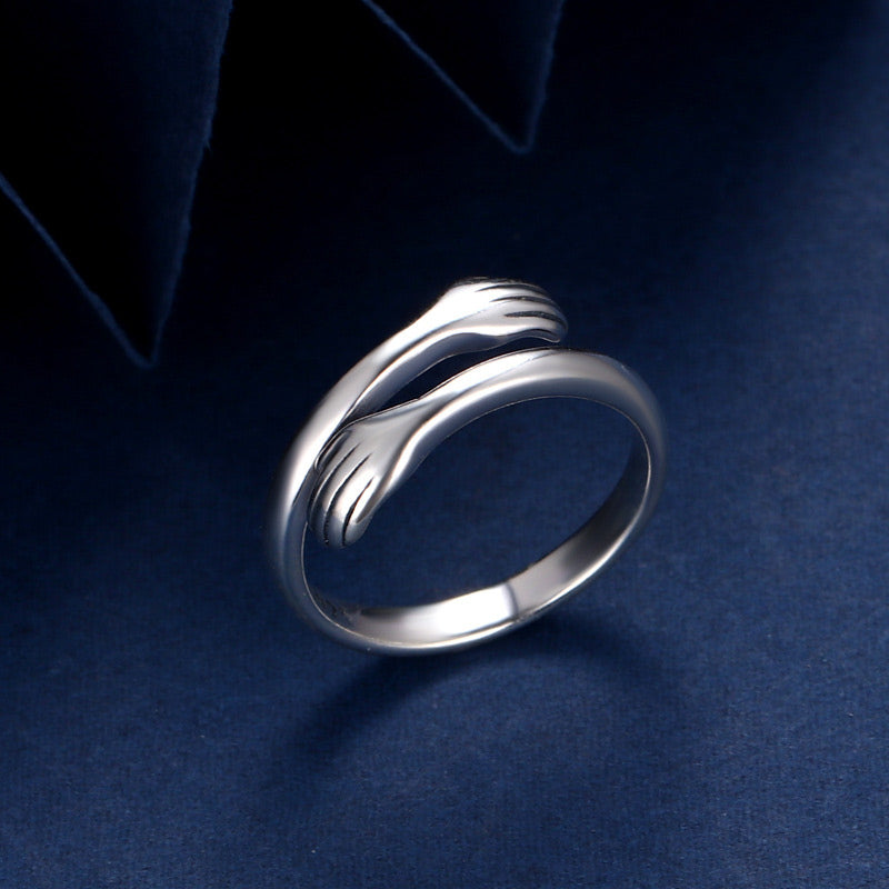 Wear FengShui 925 Sterling Silver Love Hug Thumb Ring