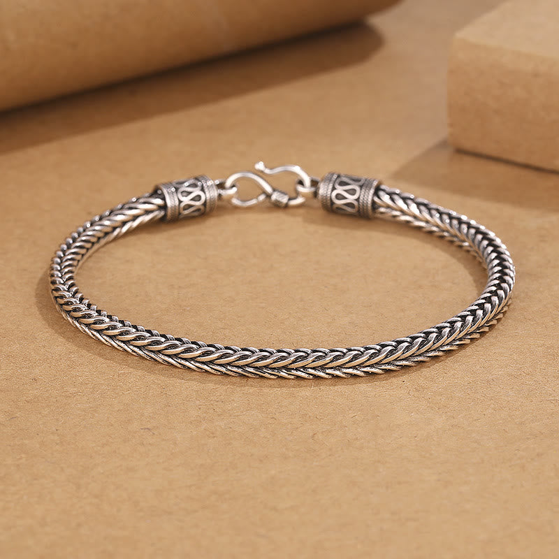 Wear FengShui Vintage Dragon Keel Braided Twisted Design Wealth Buckle Bracelet