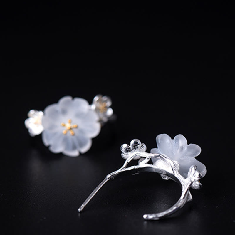 Wear FengShui 925 Sterling Silver Plum Blossom Floral Blessing Earrings