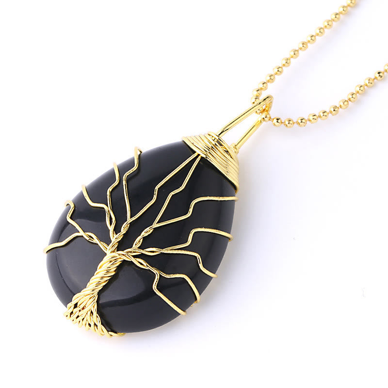 Wear FengShui Natural Quartz Crystal Tree Of Life Healing Energy Necklace Pendant