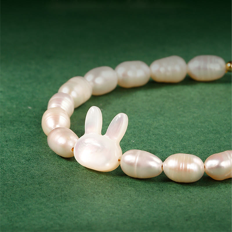 Wear FengShui Natural Pearl Cute Rabbit Sincerity Bracelet