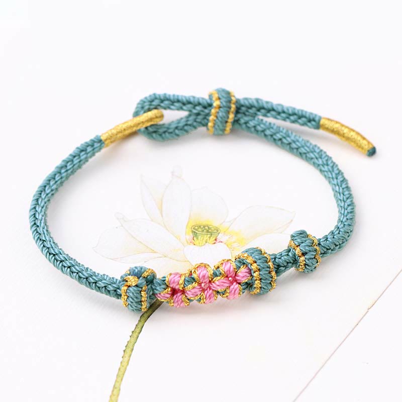 Wear FengShui Handmade Three Peach Blossoms Luck Eight Strands Braided String Bracelet