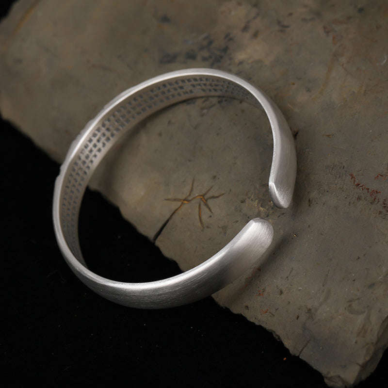 Wear FengShui 999 Sterling Silver Buddha Head Heart Sutra Serenity Bracelet Bangle