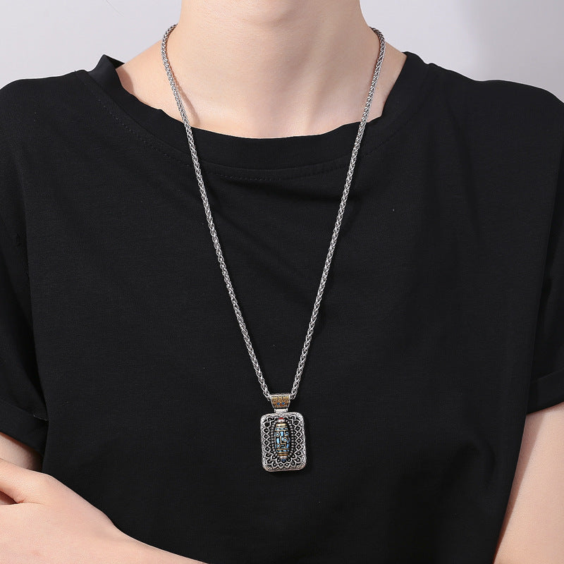 Wear FengShui Nine-Eye Dzi Bead Design Copper Healing Rotatable Necklace Pendant
