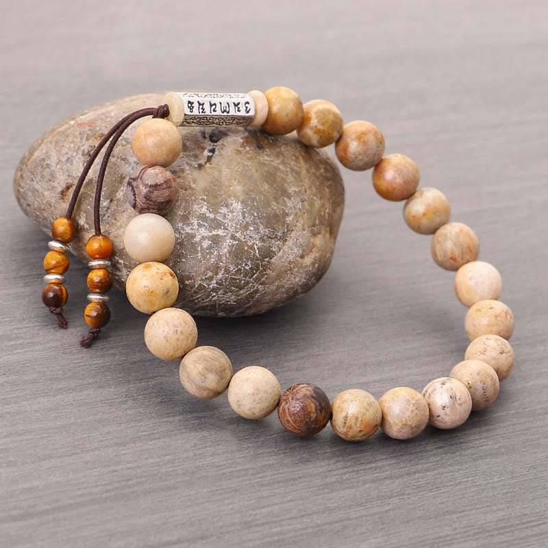 Wear FengShui Weathered Stone Om Mani Padme Hum Strengthen Bracelet