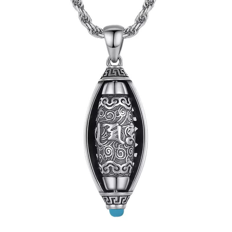 Wear FengShui Tibet Om Mani Padme Hum Protection Necklace Rotatable Pendant