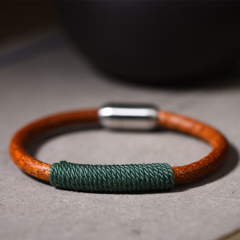 Wear FengShui Tibetan Leather Handmade Five Elements Luck Braid String Buckle Bracelet