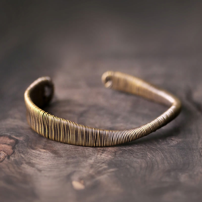 Wear FengShui Simple Design Wrapped Brass Copper Luck Wealth Adjustable Cuff Bracelet