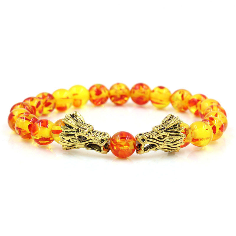 Wear FengShui White Turquoise Lava Rock Dragon Blessing Beaded Bracelet