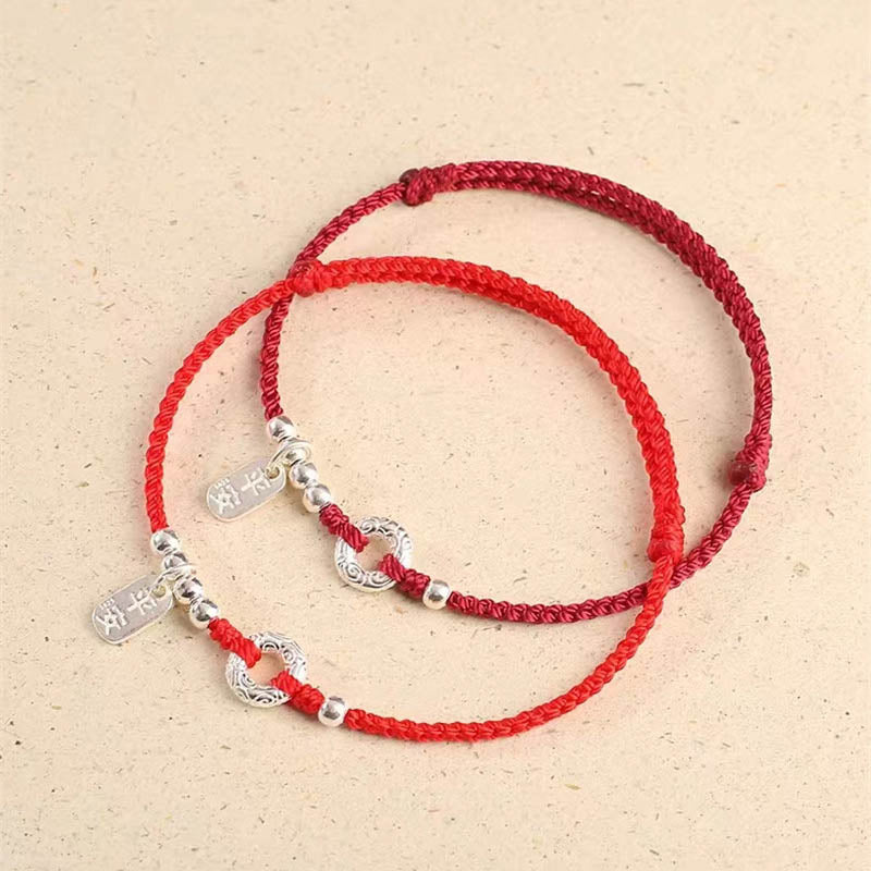 Wear FengShui 925 Sterling Silver Auspicious Clouds Peace Buckle Safe And Sound Bracelet Anklet
