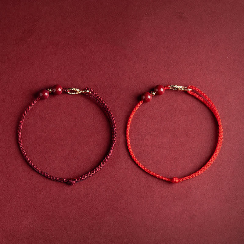 Wear FengShui Cinnabar Blessing Red String Golden Infinity Symbol Bracelet Anklet