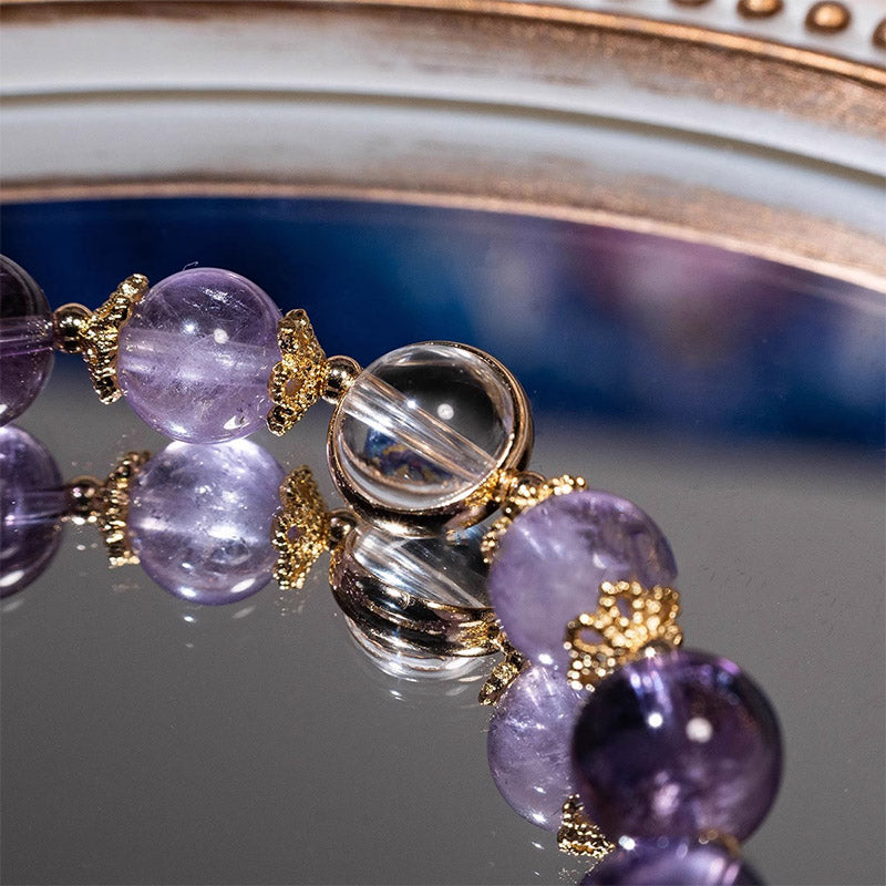 Wear FengShui Natural Amethyst Inner Peace Healing Star Charm Bracelet