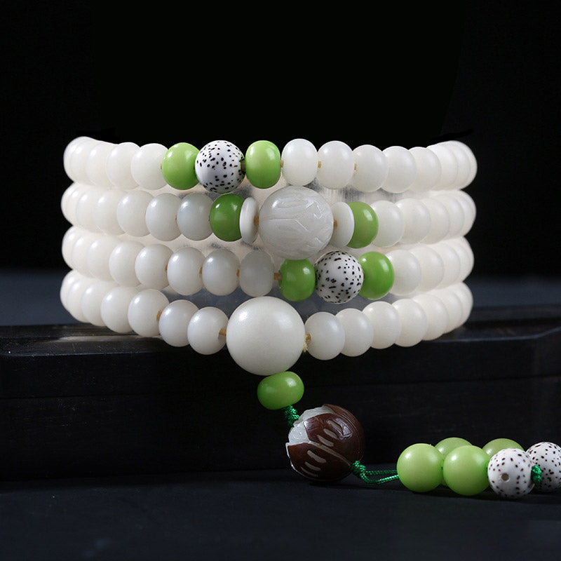 Wear FengShui Bodhi Seed Bead Lotus Blessing Charm Bracelet