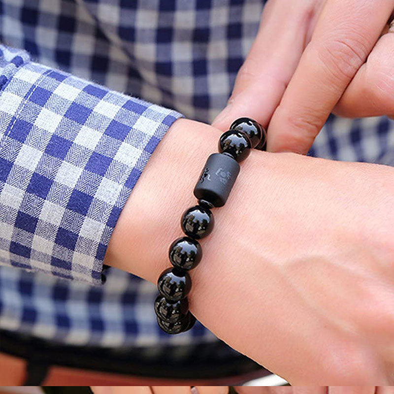 Wear FengShui Soul Cleansing Black Obsidian Phoenix Dragon Bracelet