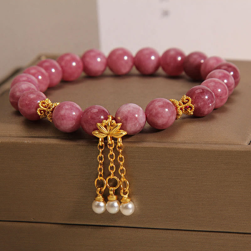 Wear FengShui Pink Tourmaline Lotus Flower Positive Bracelet