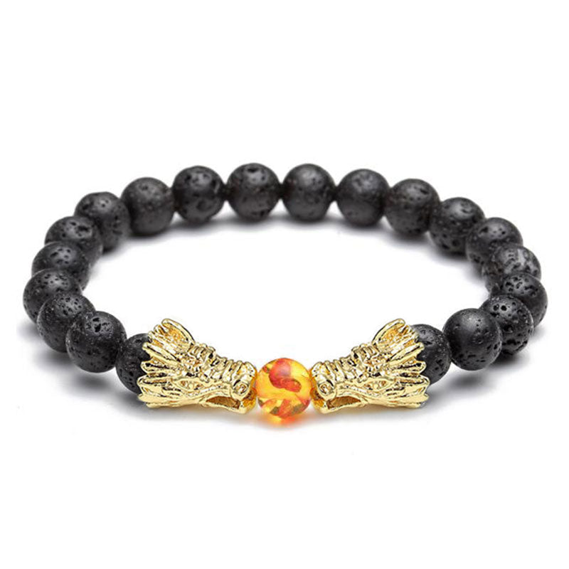Wear FengShui White Turquoise Lava Rock Dragon Blessing Beaded Bracelet