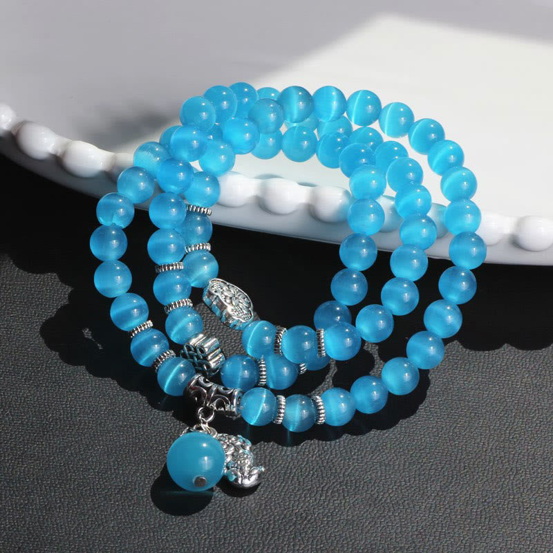 Wear FengShui Cat Eye PiXiu Support Triple Wrap Bracelet