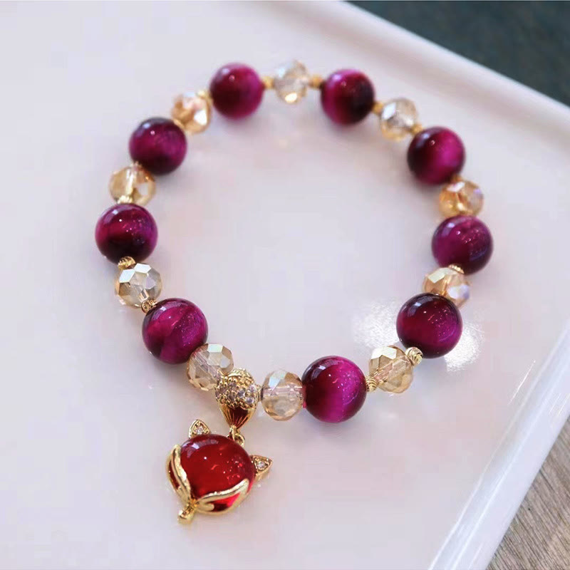 Wear FengShui Red Tiger Eye PiXiu Fox Protection Self Confidence Bracelet