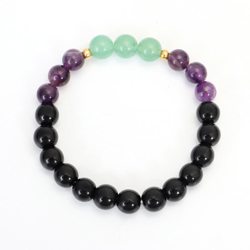 Wear FengShui 108 Mala Beads Amethyst Green Aventurine Lotus Meditation Bracelet