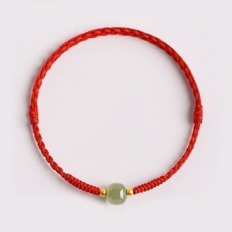 Wear FengShui Handmade Jade Lucky Bead Prosperity Braided Bracelet