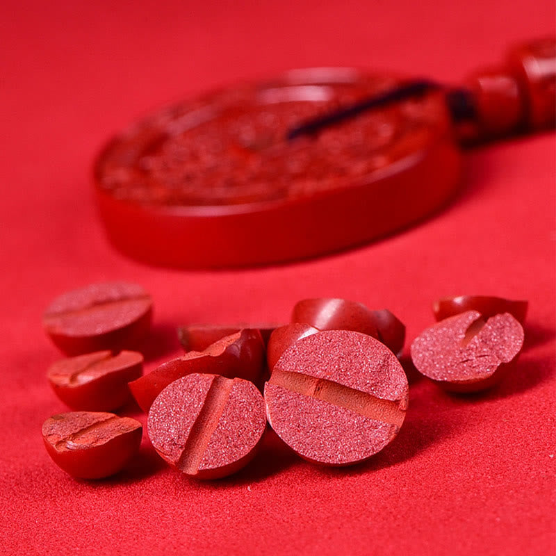 Wear FengShui Natural Cinnabar Mountain Ghosts Spend Money Bagua Blessing Necklace Pendant Key Chain
