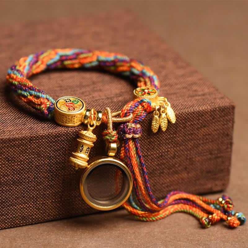 Wear FengShui Tibetan Om Mani Padme Hum Dreamcatcher Luck Colorful Reincarnation Knot String Bracelet
