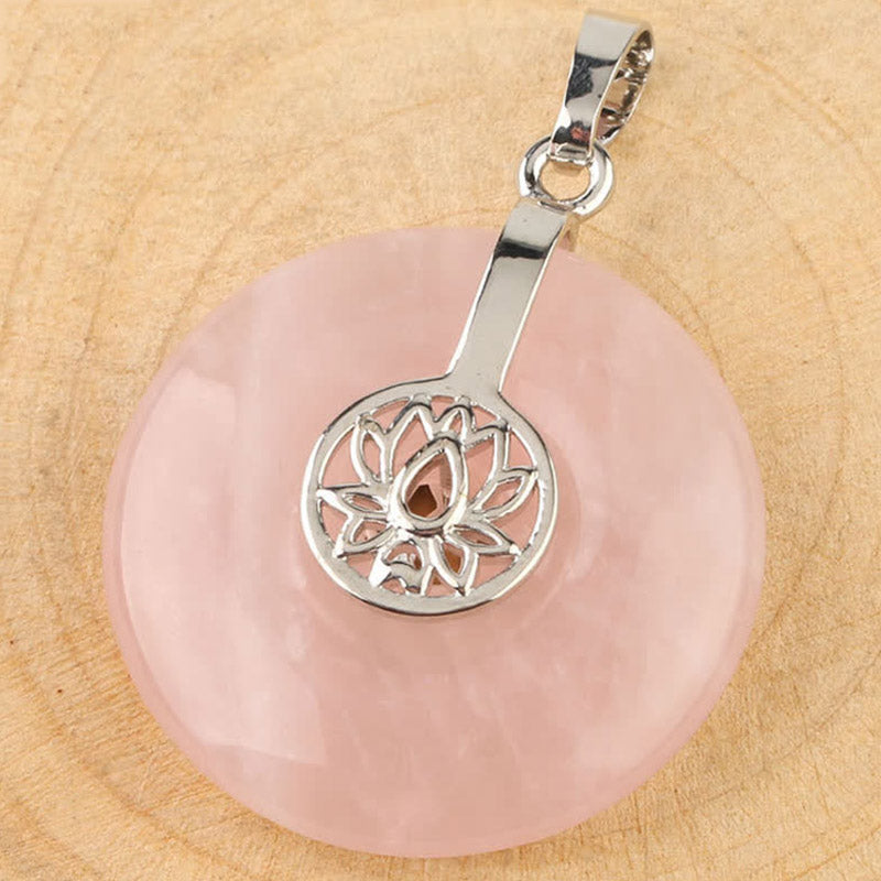 Wear FengShui Various Crystal Amethyst Pink Crystal Lotus Healing Necklace Pendant