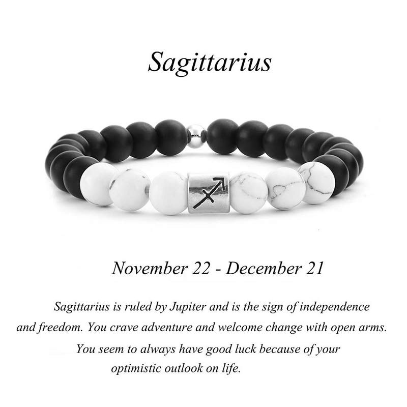 Wear FengShui 12 Constellations of the Zodiac Natural Frosted Stone White Turquoise Bead Fortune Bracelet