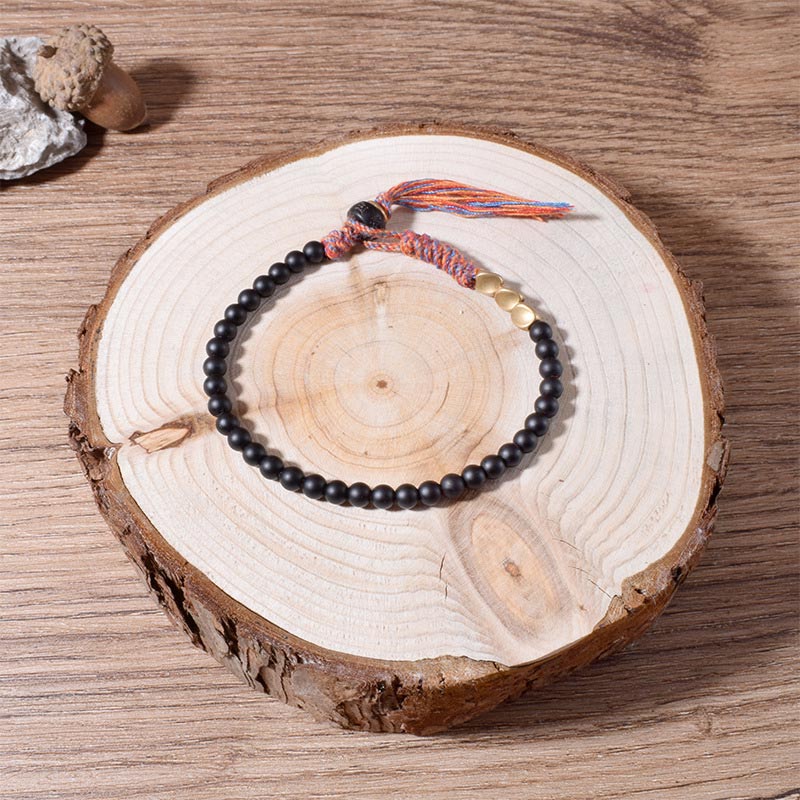 Wear FengShui Handmade Tibetan Black Onyx Tassel Bracelet