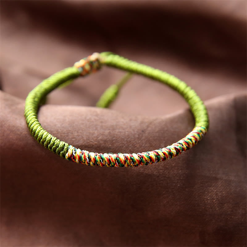 Wear FengShui Tibetan Handmade Multicolor King Kong Knot Luck Strength Braided Bracelet