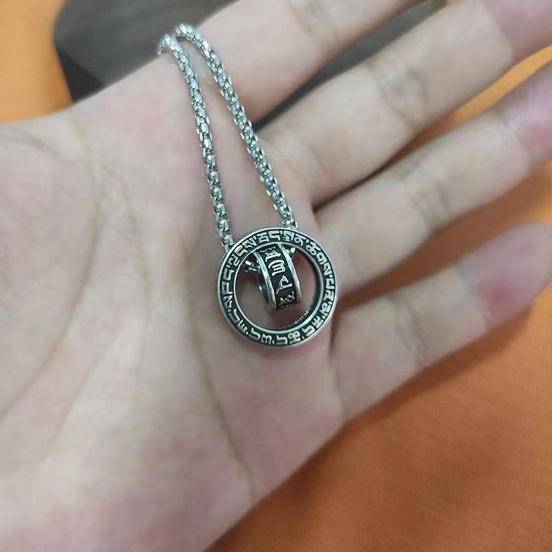 Wear FengShui Tibetan Om Mani Padme Hum Carved Peace Purity Chain Necklace Pendant