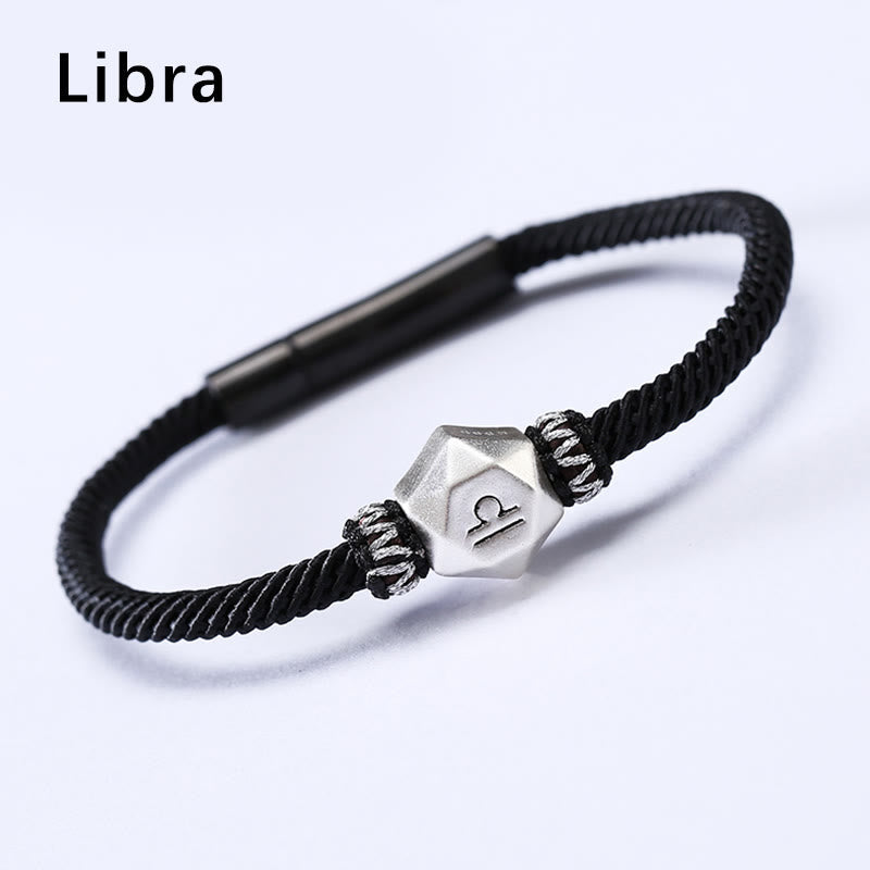 Wear FengShui 999 Sterling Silver 12 Constellations of the Zodiac Protection Handmade String Bracelet