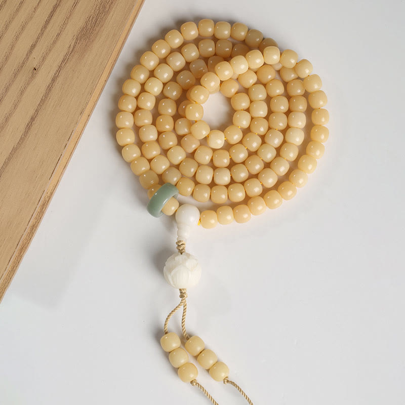 Wear FengShui Natural Bodhi Seed Lotus Dzi Bead Peace Harmony Charm Bracelet