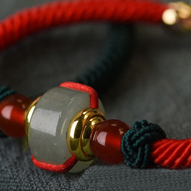 Wear FengShui Tibetan Green Aventurine Luck Braid String Bracelet