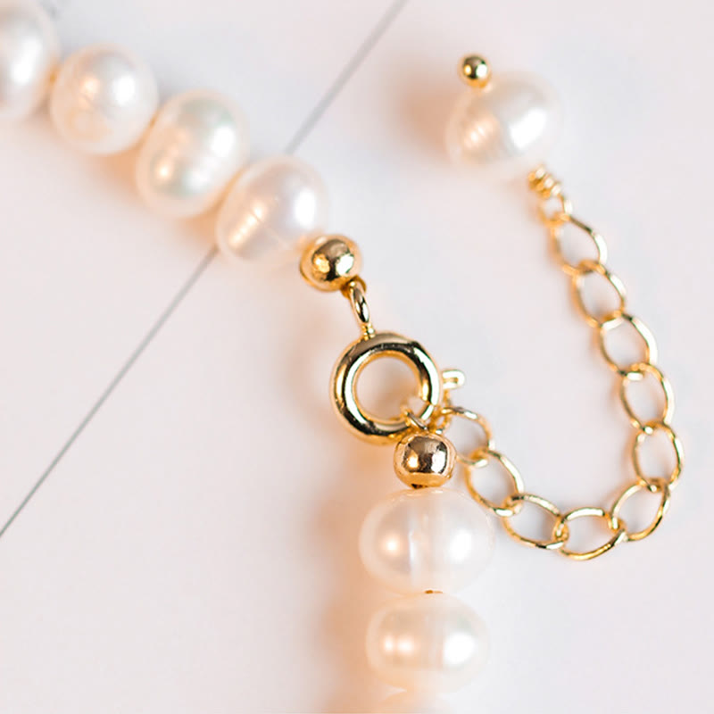 Wear FengShui 14K Gold Plated Natural Pearl Hetian Cyan Jade White Jade Sincerity Bead Chain Bracelet