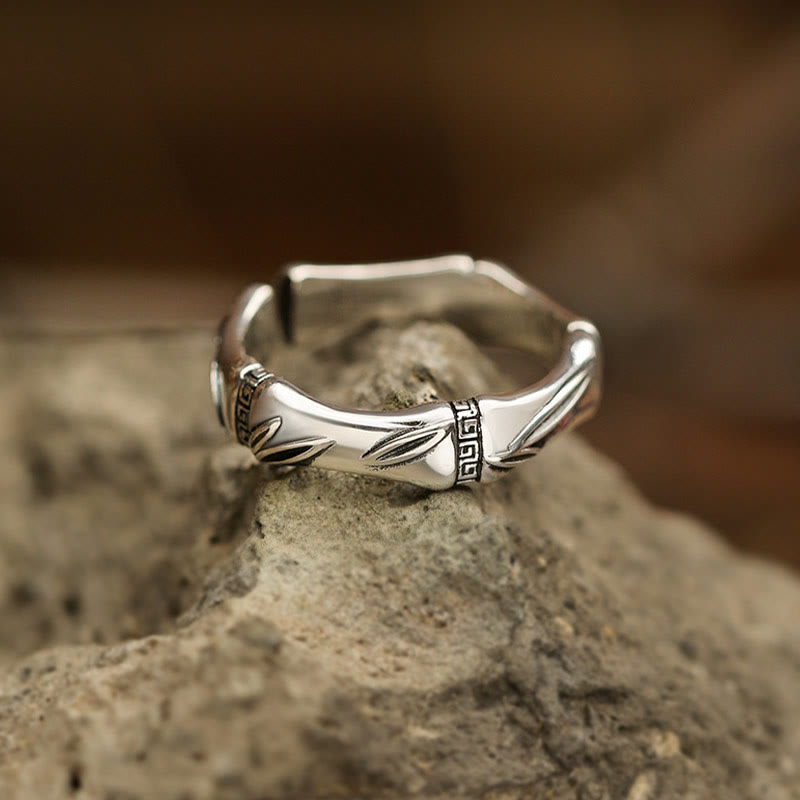 Wear FengShui Simple Bamboo Design Copper Luck Wealth Adjustable Ring