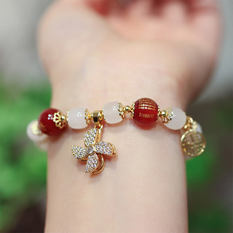 Wear FengShui Windmill Chinese Lock Charm Fu Character Blessing Bracelet