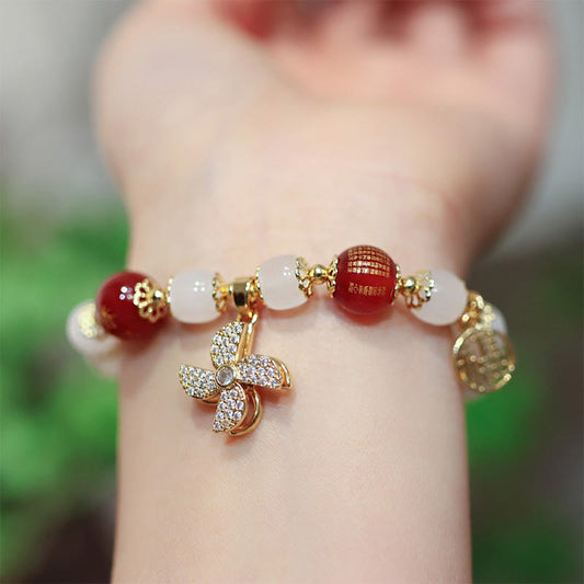Wear FengShui Windmill Chinese Lock Charm Fu Character Blessing Bracelet