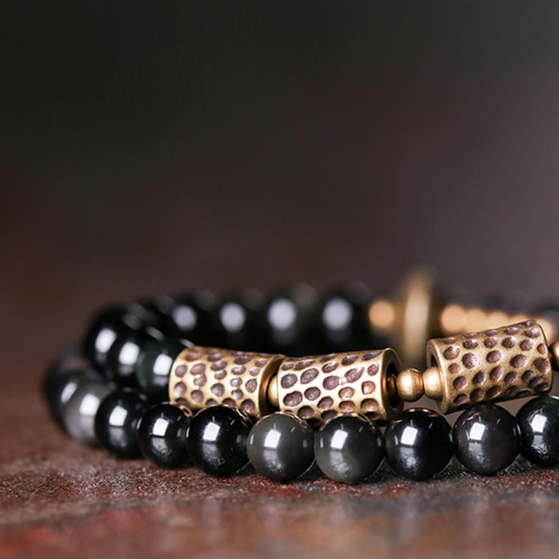 Wear FengShui Rainbow Obsidian Copper Love Double Wrap Bracelet