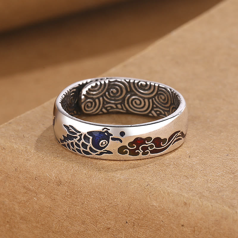 Wear FengShui Koi Fish Auspicious Cloud Design Luck Wealth Ring