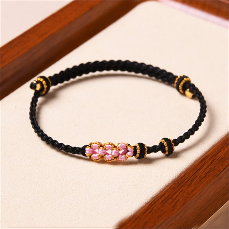 Wear FengShui Handmade Peach Blossom Protection Braided Rope Bracelet